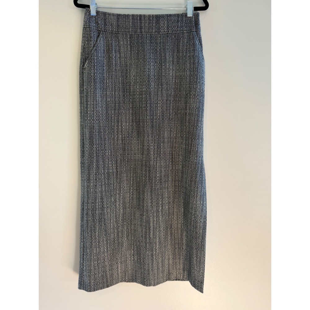 J.Crew Women Black White Wool  Tweed Maxi Skirt Side Slit Tall 12 T12